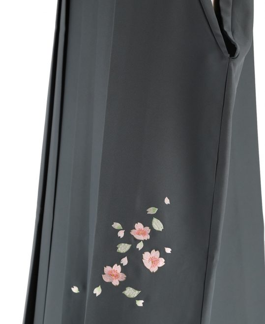 卒業式袴単品レンタル[刺繍]グレーに桜刺繍[身長153-157cm]No.512